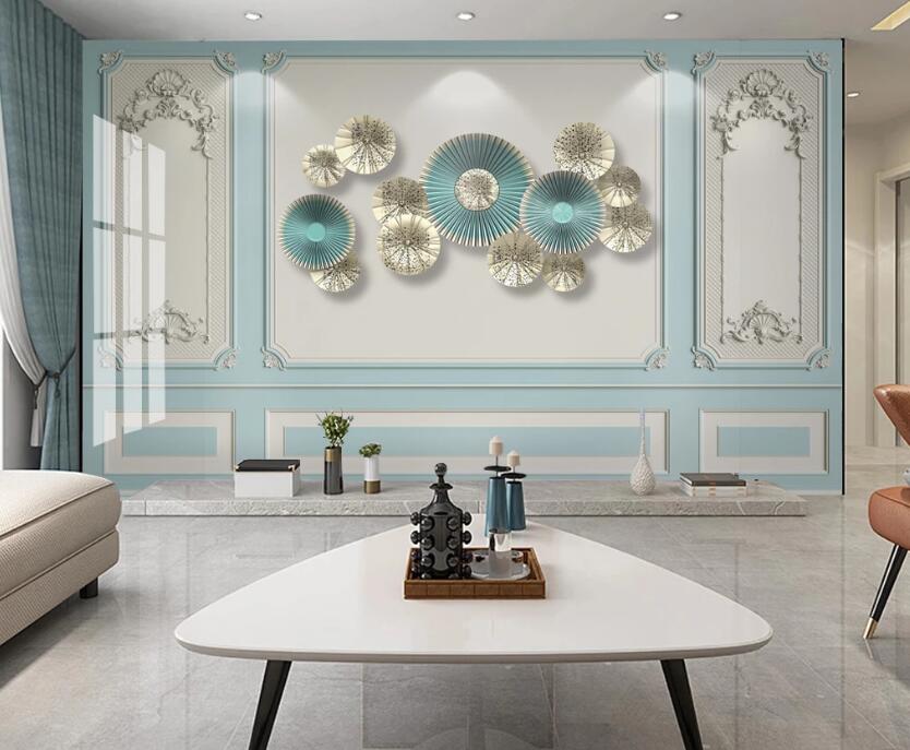 3D Two-color Flower 338 Wall Murals