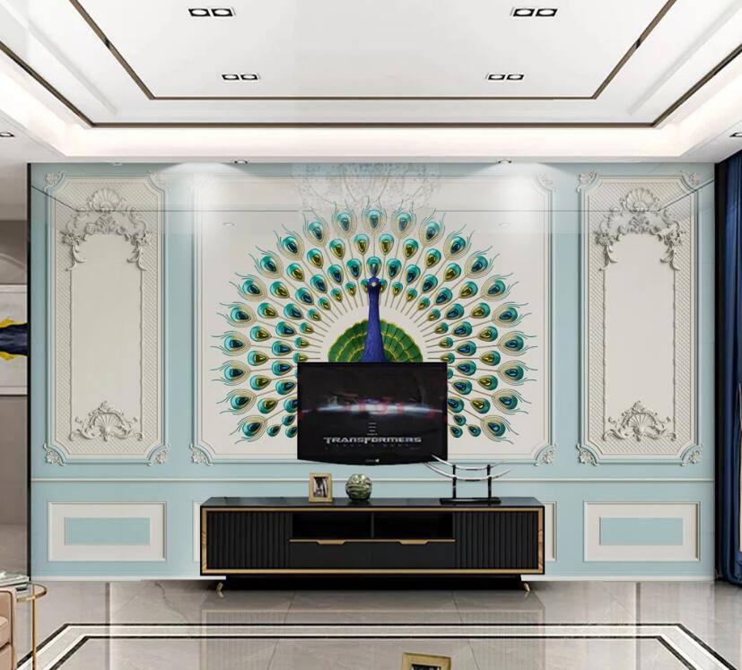 3D Beautiful Peacock 337 Wall Murals