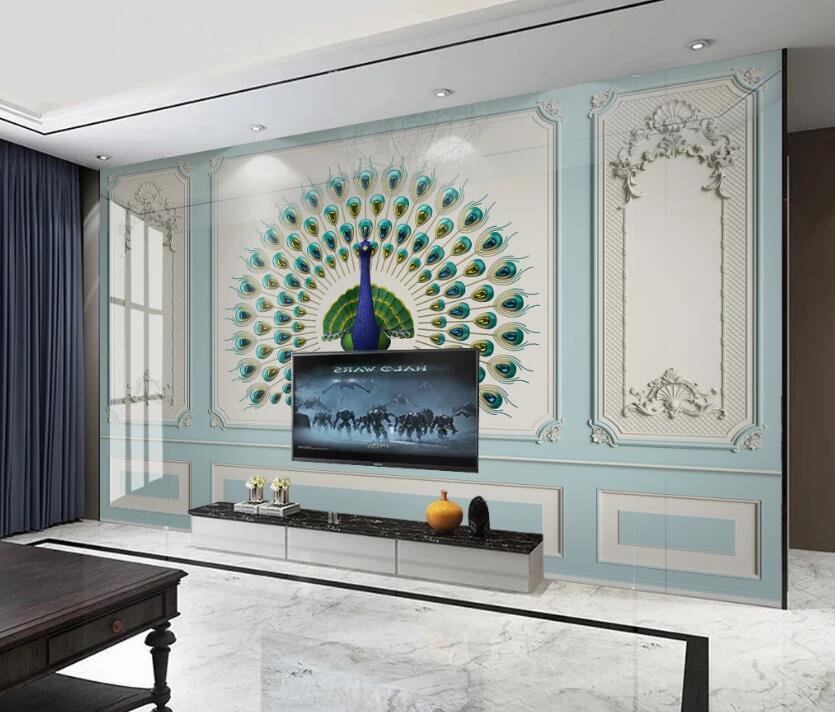 3D Beautiful Peacock 337 Wall Murals