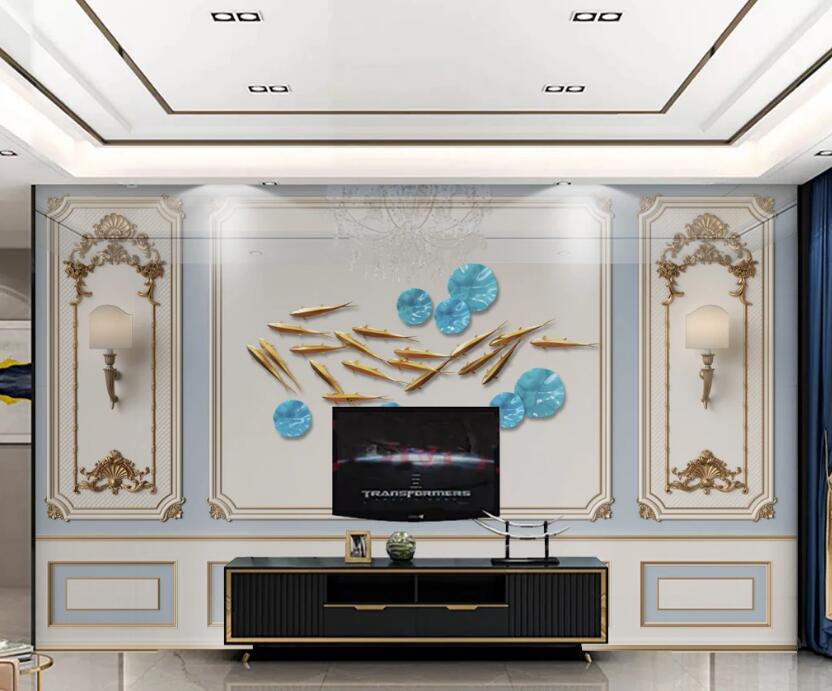 3D Goldfish Lotus Leaf 332 Wall Murals