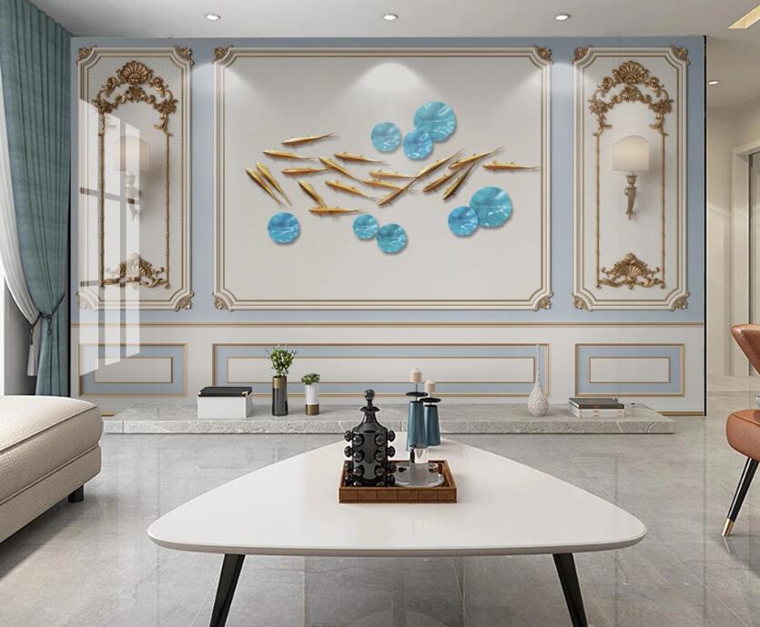 3D Goldfish Lotus Leaf 332 Wall Murals