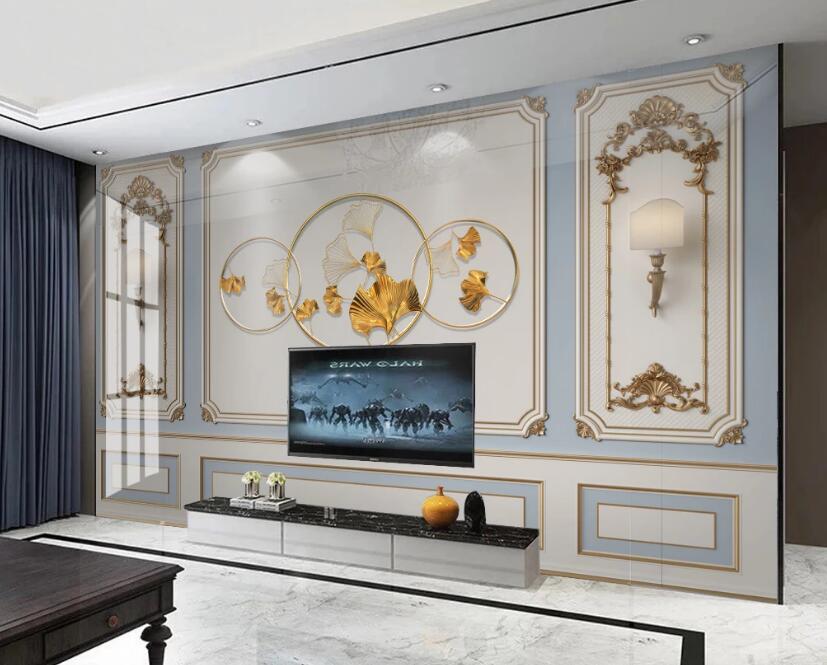 3D Golden Ginkgo Leaves 330 Wall Murals