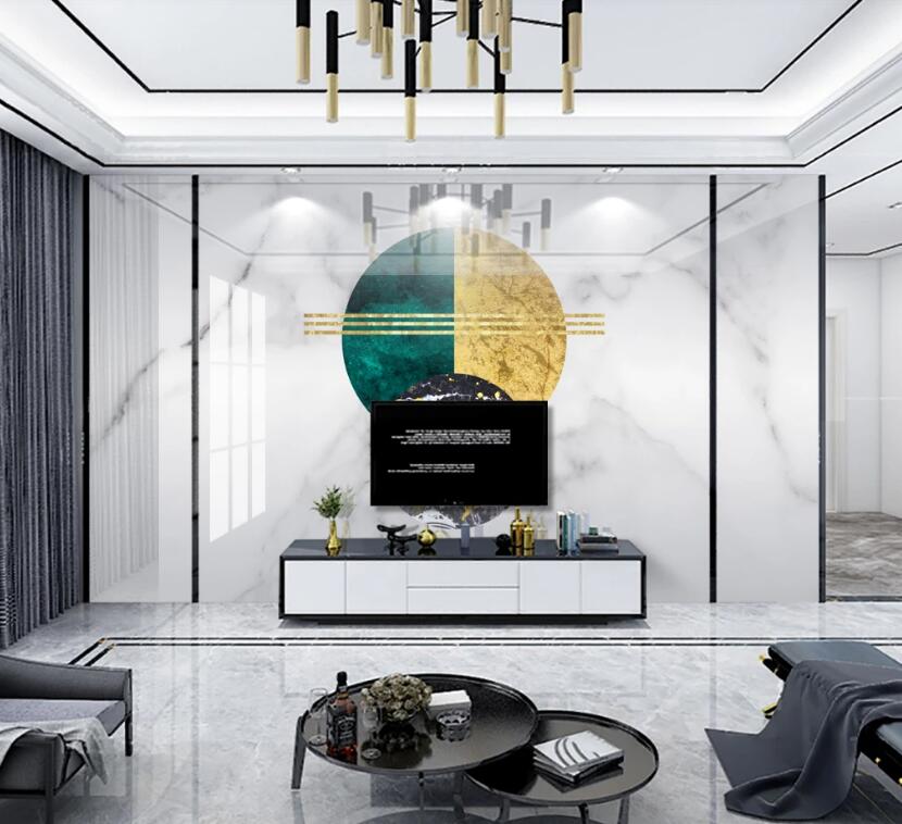 3D Dark Green And Gold 325 Wall Murals