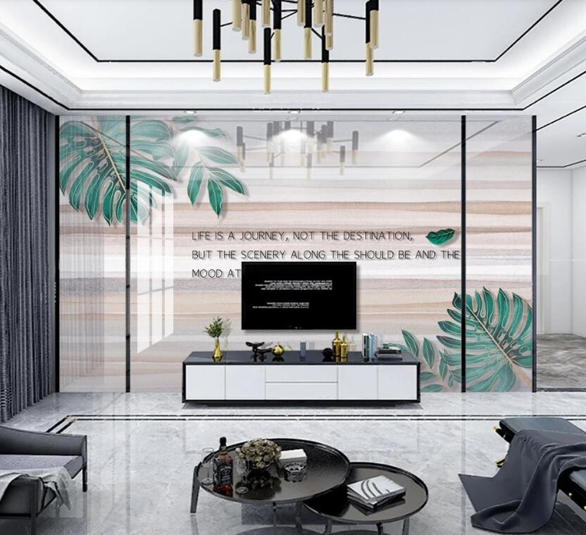 3D Green Broad Leaf 311 Wall Murals