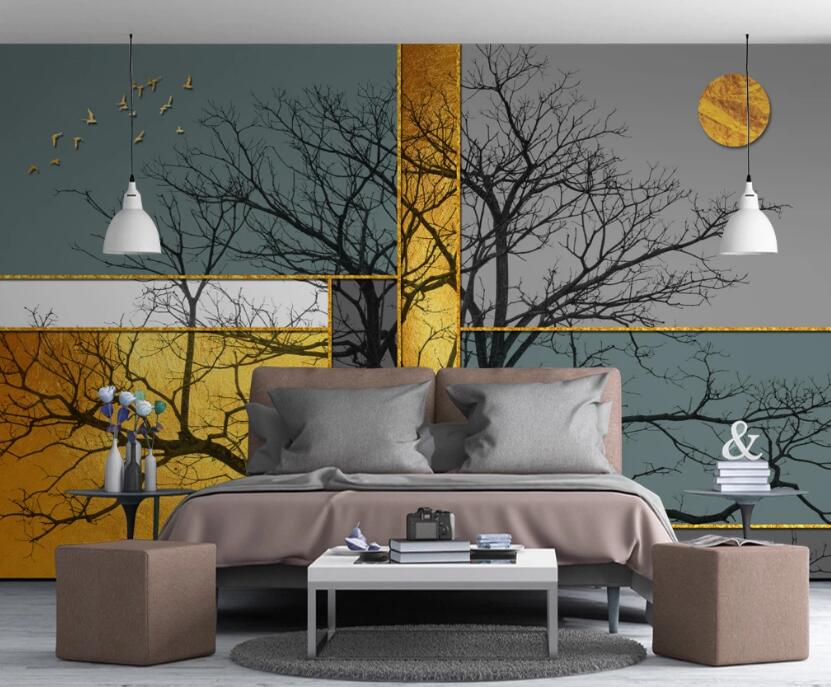 3D Moon Dead Tree 308 Wall Murals
