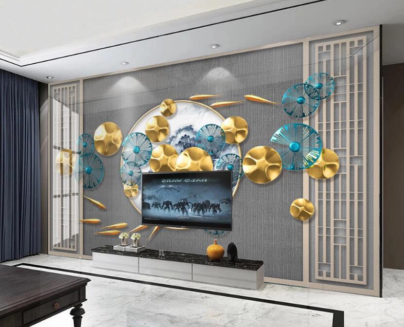 3D Two-color Lotus Leaf 304 Wall Murals