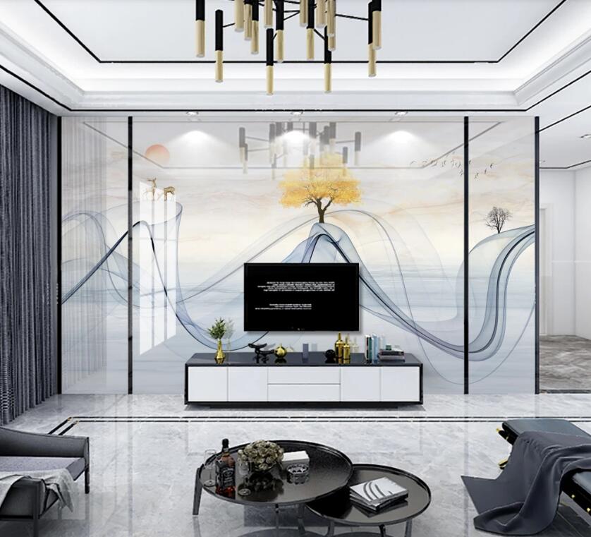 3D Dark Green Ribbon 300 Wall Murals