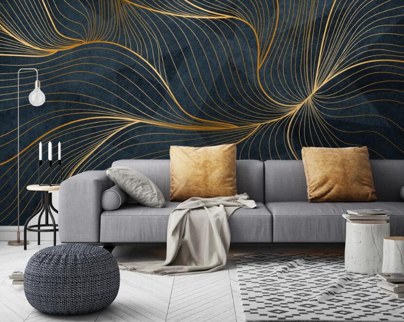 3D Golden Silk Thread 290 Wall Murals
