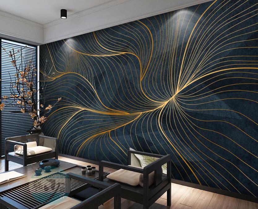 3D Golden Silk Thread 290 Wall Murals