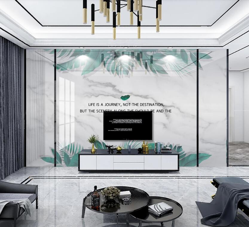 3D Simple Green Leaves 282 Wall Murals