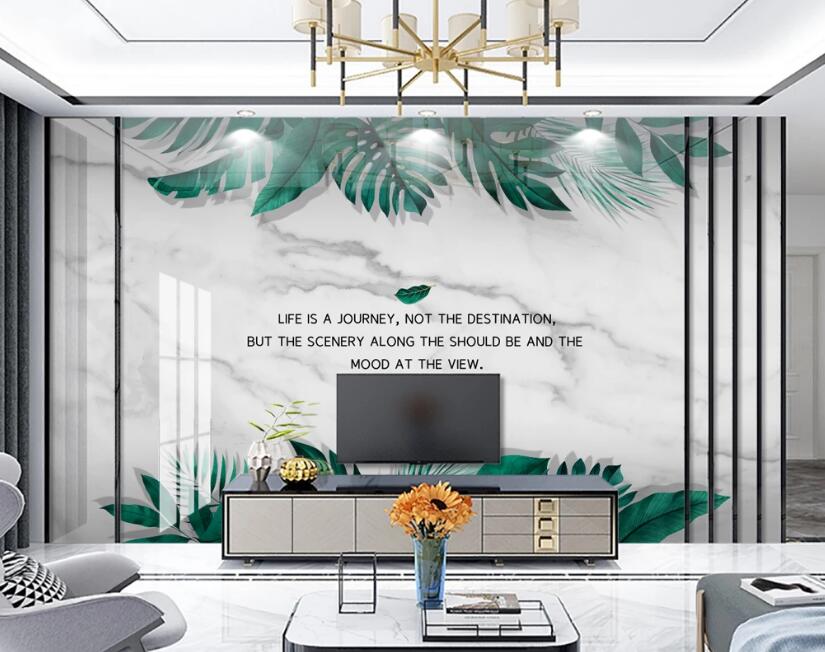 3D Simple Green Leaves 282 Wall Murals