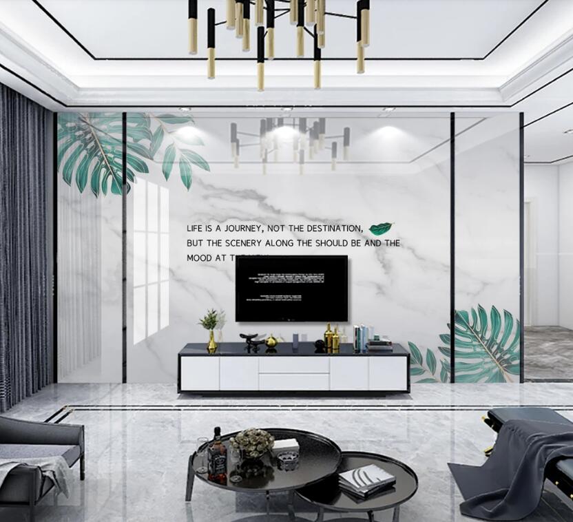 3D Simple Green Leaves 281 Wall Murals