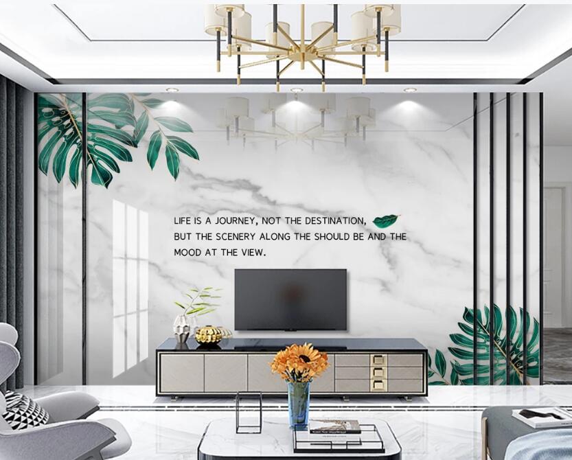 3D Simple Green Leaves 281 Wall Murals