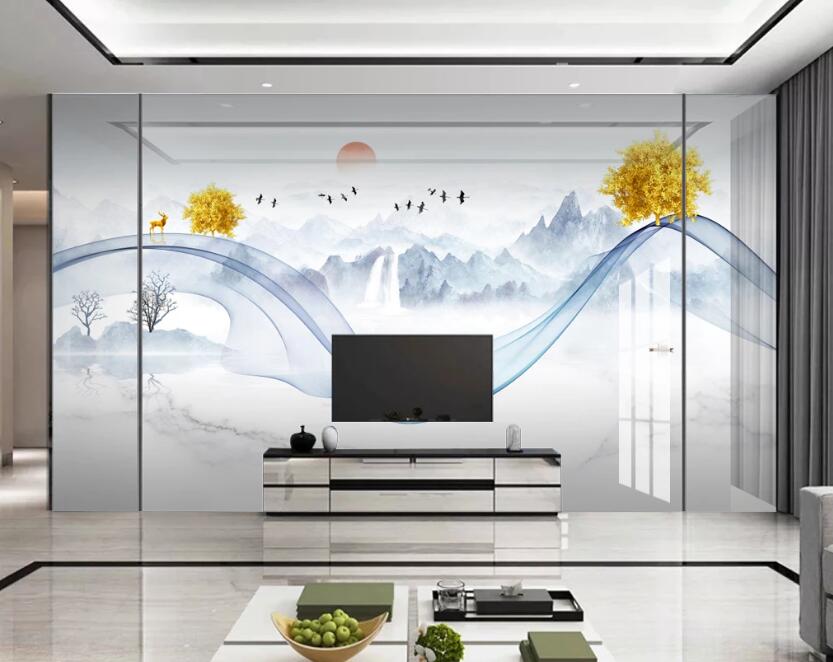 3D Blue Ribbon 278 Wall Murals