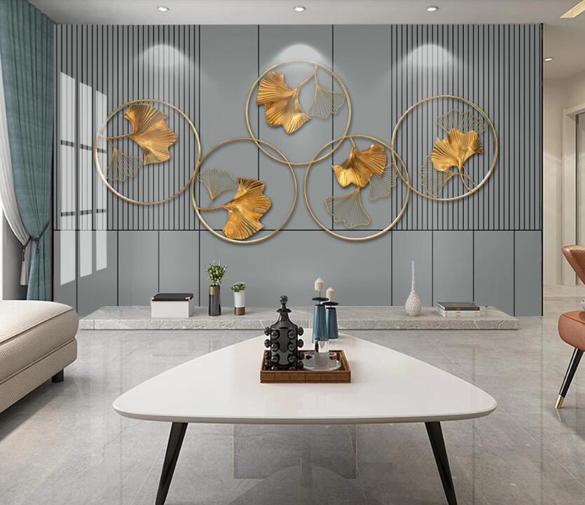 3D Golden Ginkgo Leaf 259 Wall Murals