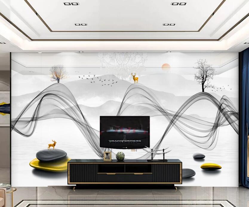 3D Golden Deer 249 Wall Murals