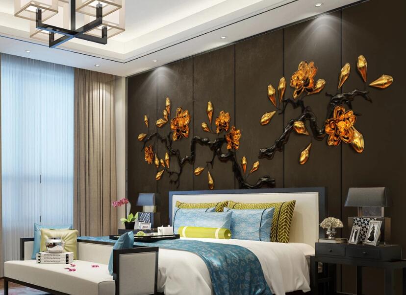 3D Flower On Branch 241 Wall Murals