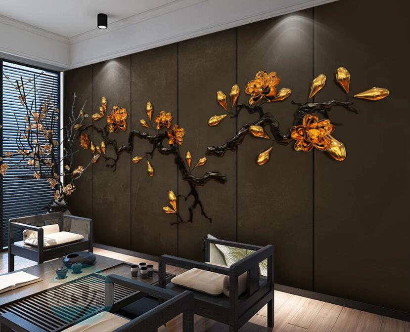 3D Flower On Branch 241 Wall Murals