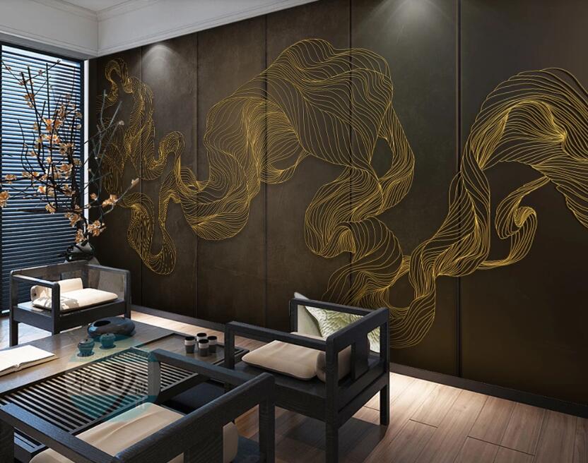 3D Gold Wire Arc 240 Wall Murals