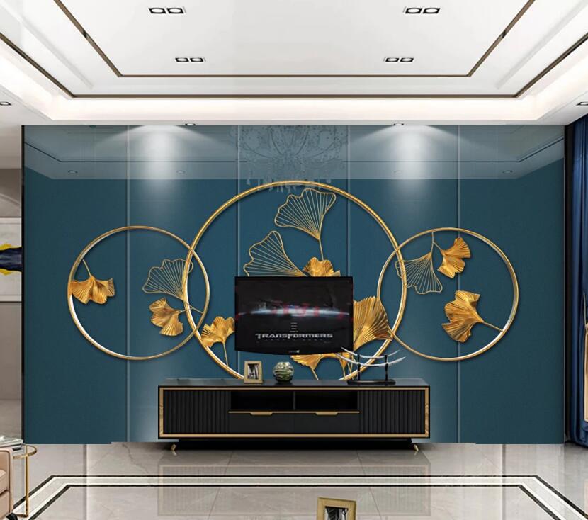 3D Golden Ginkgo Leaf 238 Wall Murals