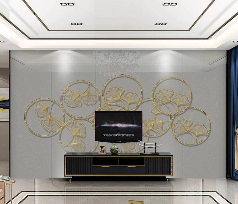 3D Gold Line Pattern 229 Wall Murals
