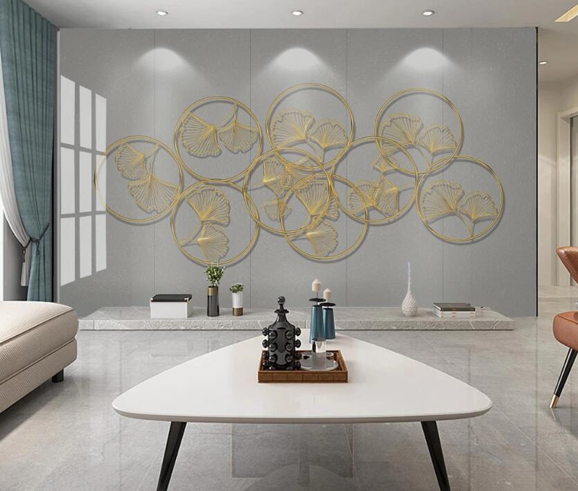 3D Gold Line Pattern 229 Wall Murals