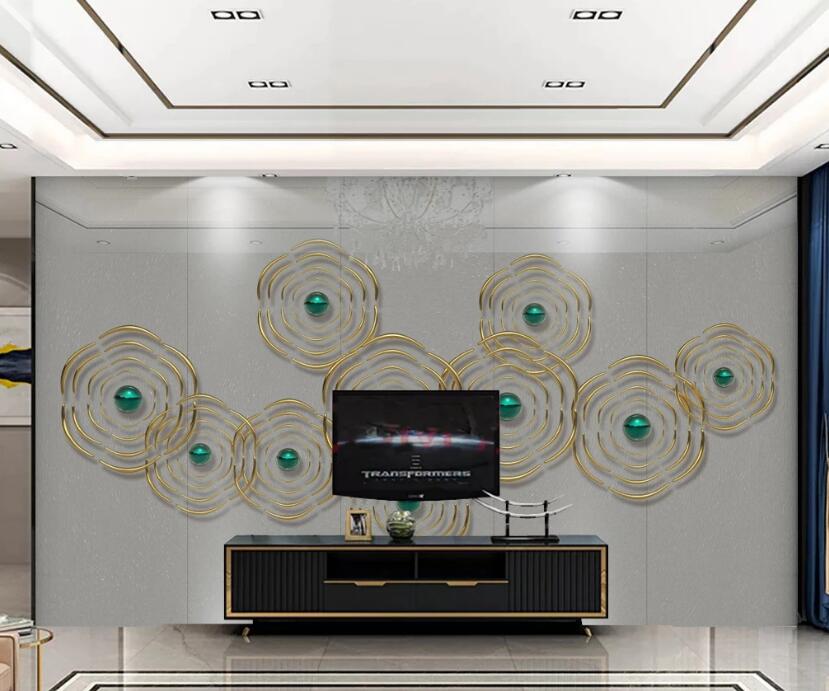 3D Dark Green Round Core 228 Wall Murals