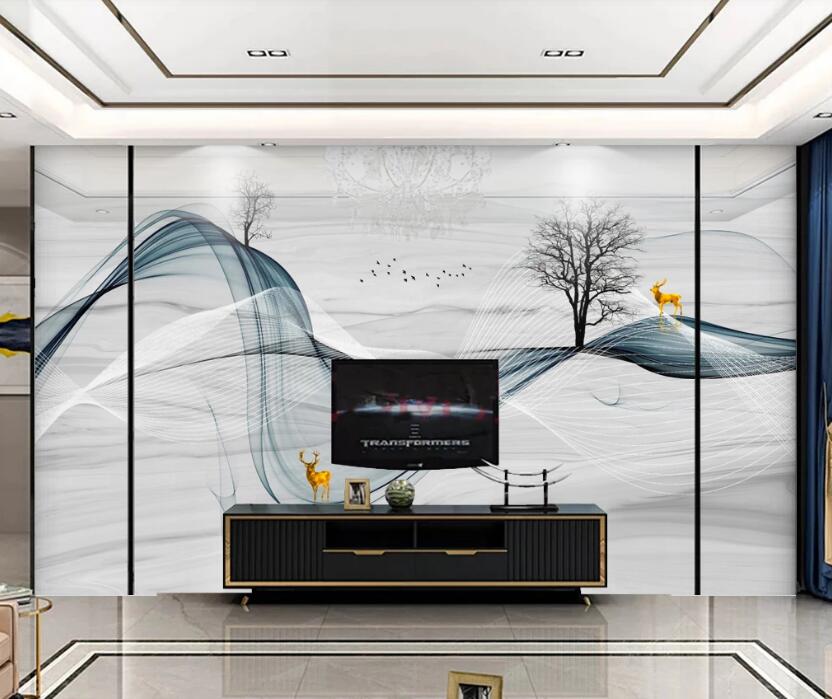 3D Golden Deer 222 Wall Murals