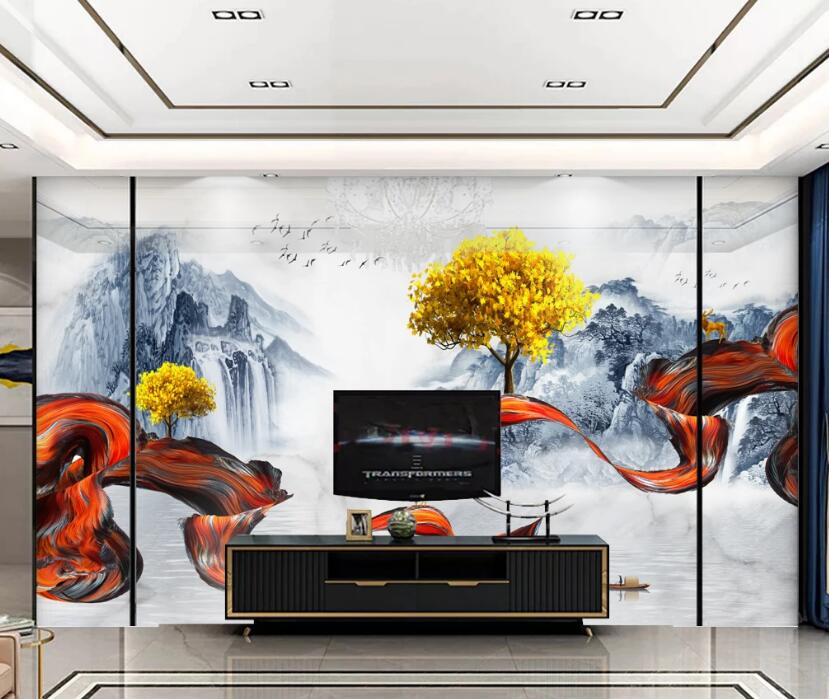 3D Ribbon Trees 220 Wall Murals
