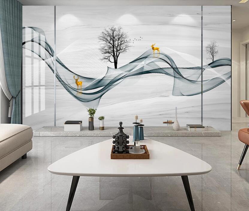 3D Ink Ribbon Trees 219 Wall Murals