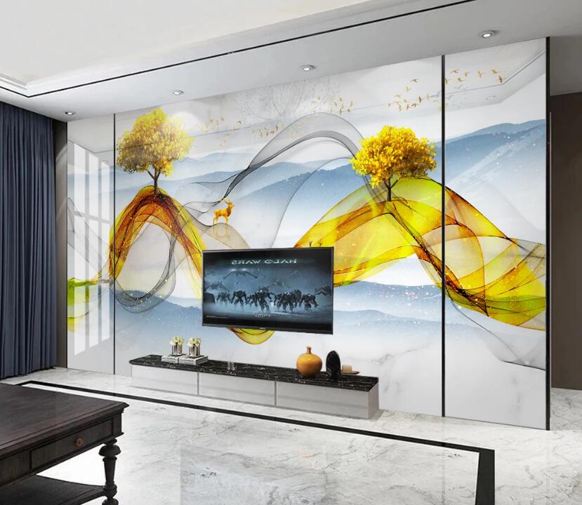 3D Ribbon Trees 217 Wall Murals