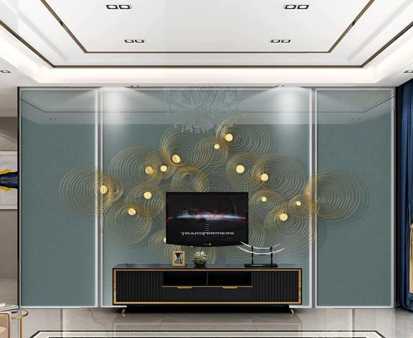 3D Gold Thread Round 215 Wall Murals