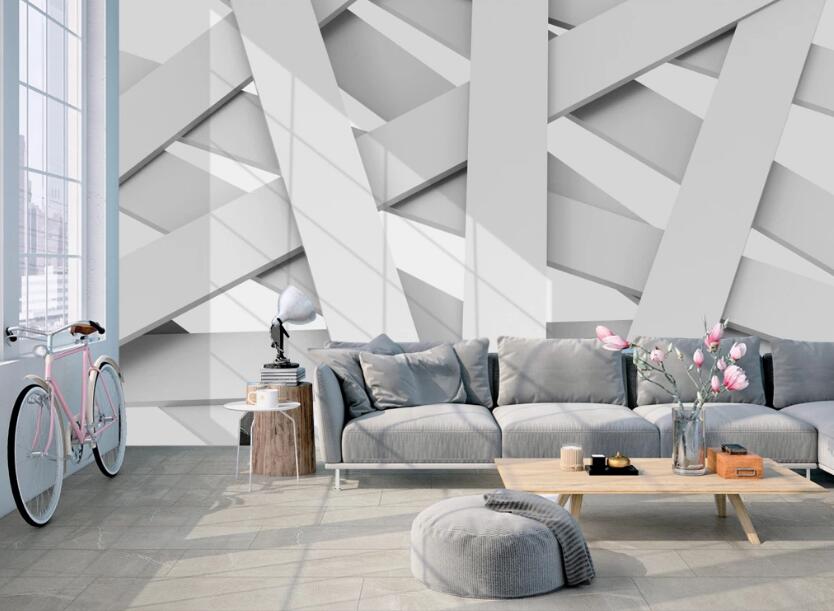 3D White Rectangle 196 Wall Murals