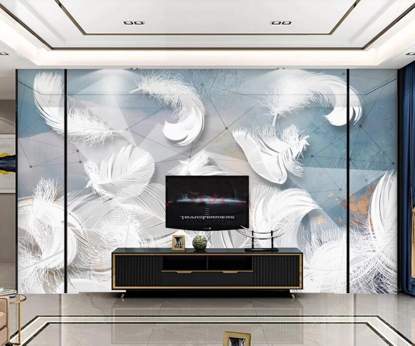 3D White Feather 178 Wall Murals