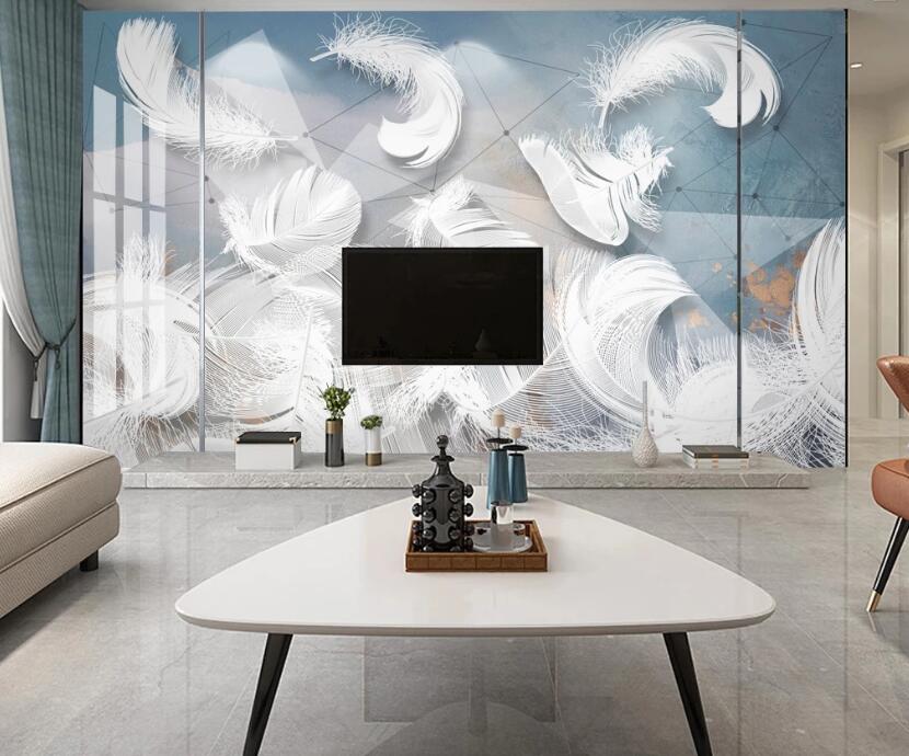 3D White Feather 178 Wall Murals