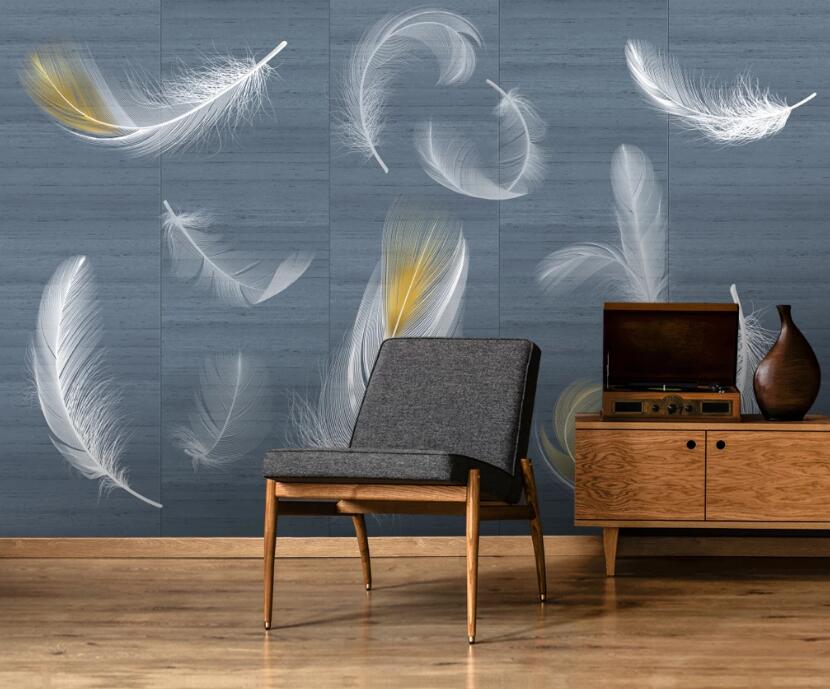 3D White Feather 171 Wall Murals