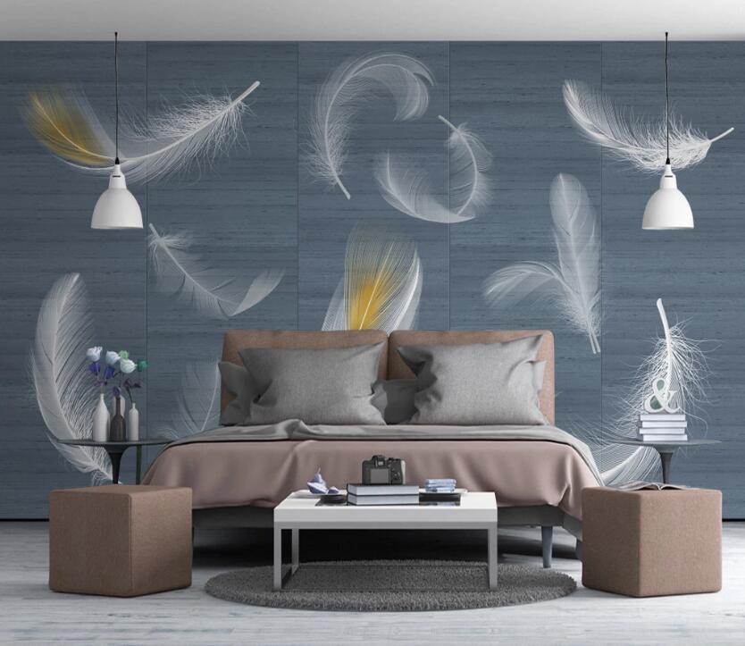 3D White Feather 171 Wall Murals