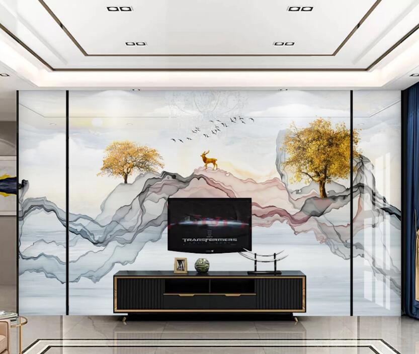 3D Alpine Deer 147 Wall Murals