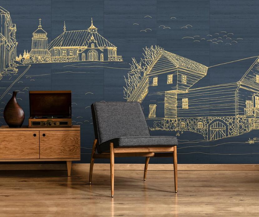 3D Line Building 134 Wall Murals