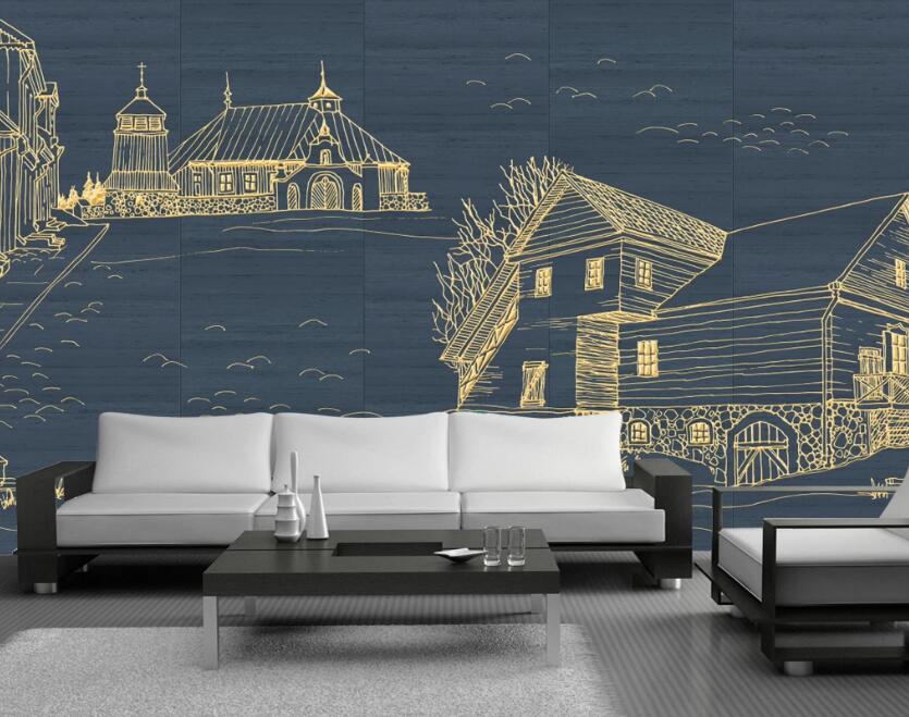 3D Line Building 134 Wall Murals