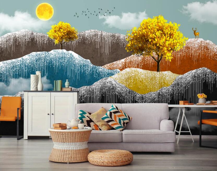 3D Five-color Mountains 133 Wall Murals