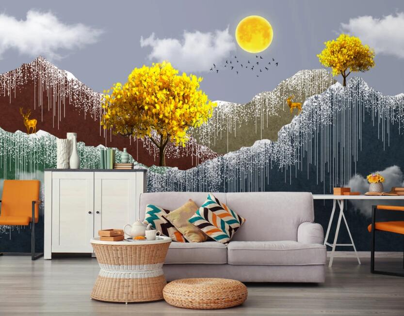 3D Four-color Mountains 132 Wall Murals