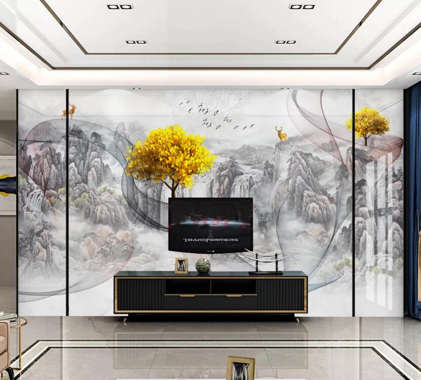 3D Alpine Trees 129 Wall Murals