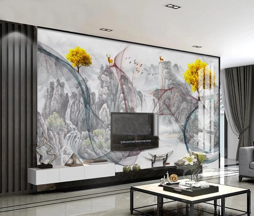 3D Alpine Trees 128 Wall Murals