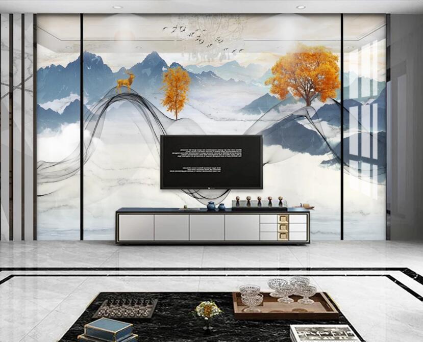 3D Blue Mountains 104 Wall Murals