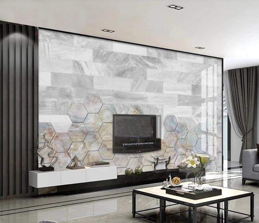 3D Light Hexagon 100 Wall Murals