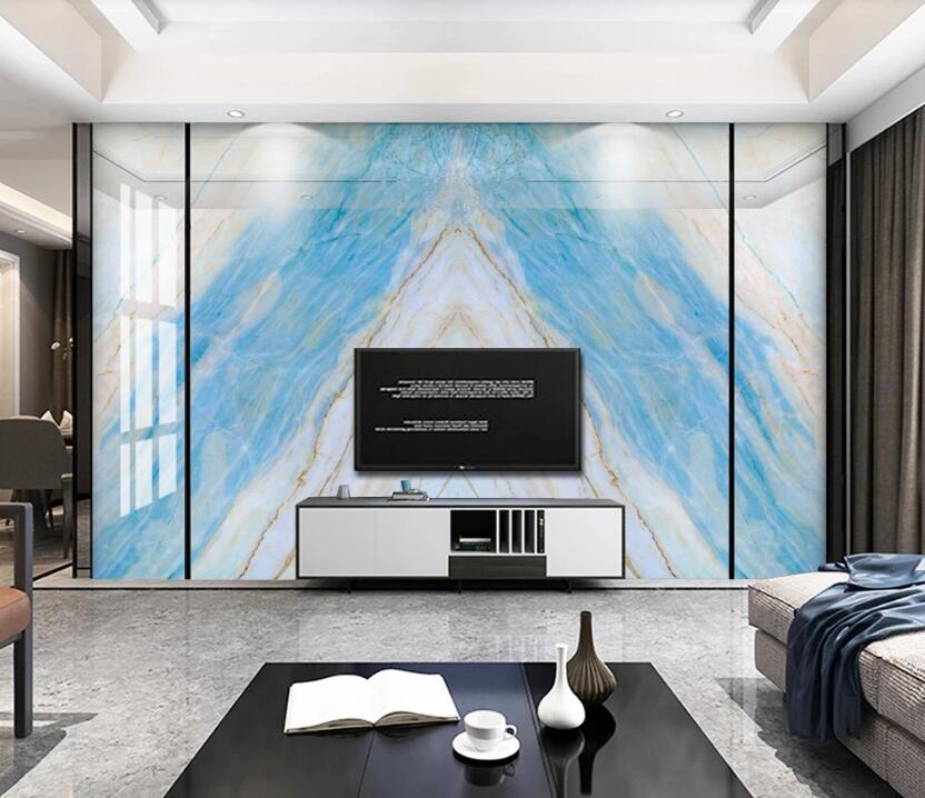 3D Triangle Blue 097 Wall Murals