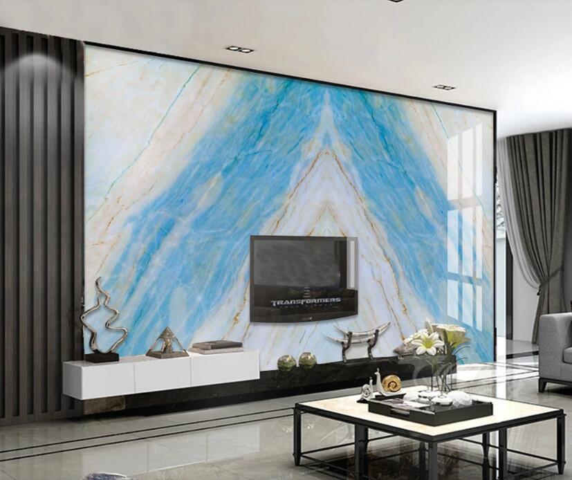 3D Triangle Blue 097 Wall Murals