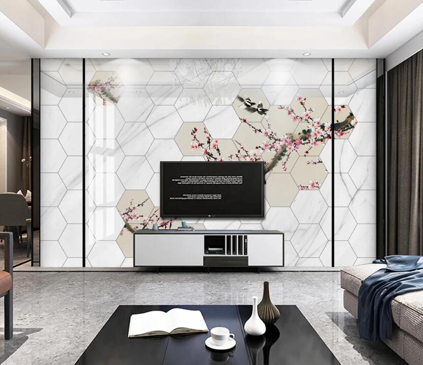 3D Plum Blossom 092 Wall Murals