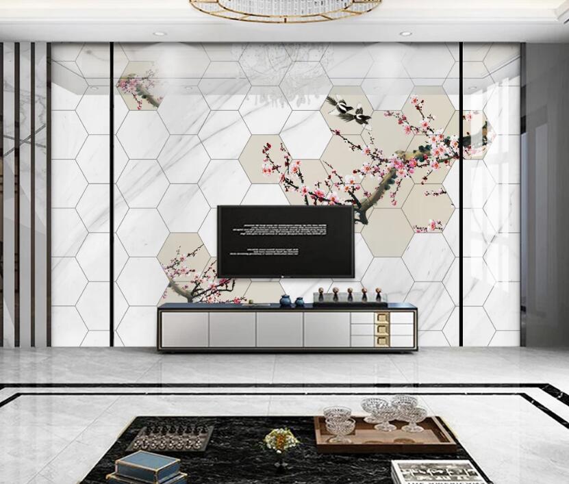 3D Plum Blossom 092 Wall Murals